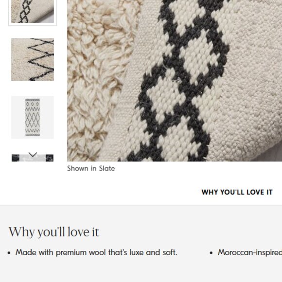 West Elm Kasbah Wool+Cotton Rug 3' x 5' (91cm x 152 cm)Hand crafted in India - Picture 6 of 13